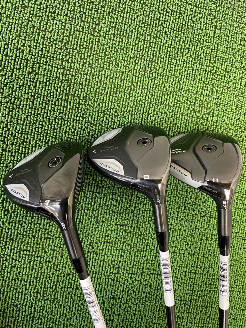左から7番、９番、11番のクアンタムミニスピナーフェアウェイウッドのソール部分
